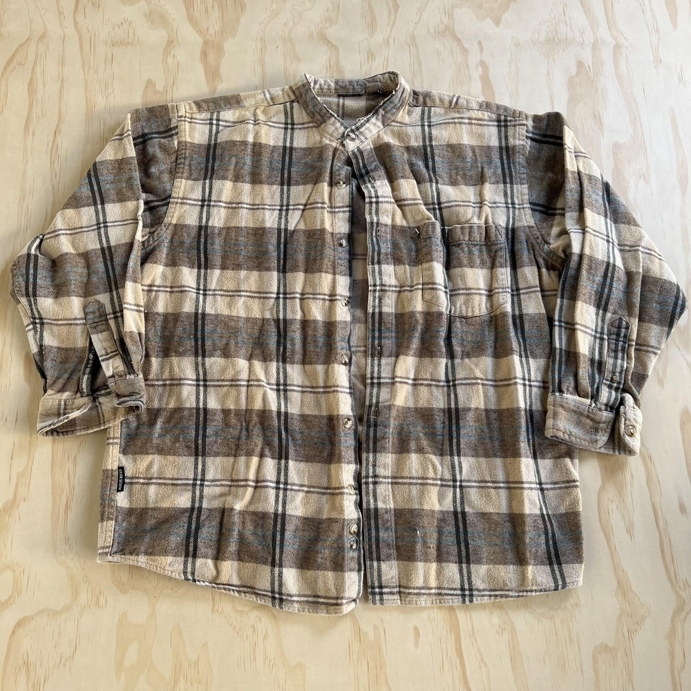 Gear Seven Shirt Mens Large Brown Plaid Long Sleeve Flannel Button Up Workwear